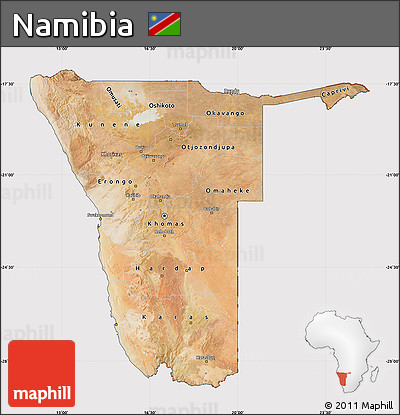 Satellite Map of Namibia, cropped outside