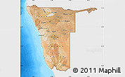 Satellite Map of Namibia, single color outside, bathymetry sea