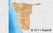 Satellite Map of Namibia, single color outside, bathymetry sea, shaded relief sea