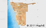 Satellite Map of Namibia, single color outside, shaded relief sea