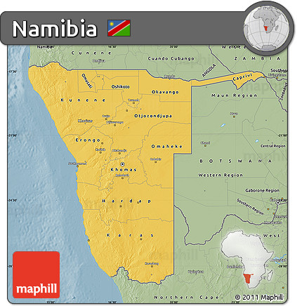 Savanna Style Map of Namibia