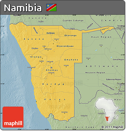 Savanna Style Map of Namibia