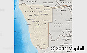 Shaded Relief Map of Namibia, semi-desaturated, land only