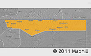 Political 3D Map of Ohangwena, desaturated
