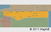 Political 3D Map of Ohangwena, semi-desaturated