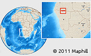 Shaded Relief Location Map of Ohangwena, within the entire country