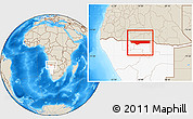 Shaded Relief Location Map of Ohangwena, highlighted country