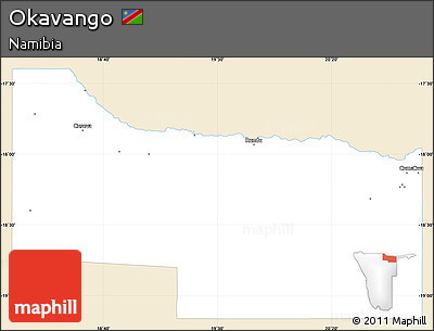 Classic Style Simple Map of Okavango, single color outside