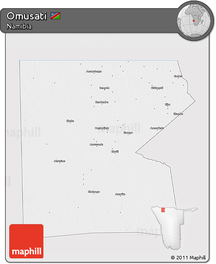 Silver Style 3D Map of Omusati, single color outside
