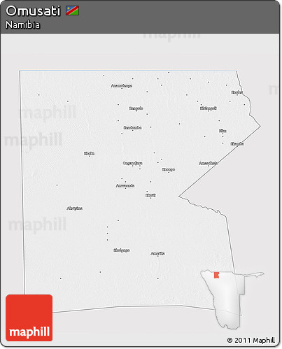 Silver Style 3D Map of Omusati, single color outside