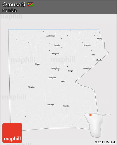 Silver Style 3D Map of Omusati, single color outside