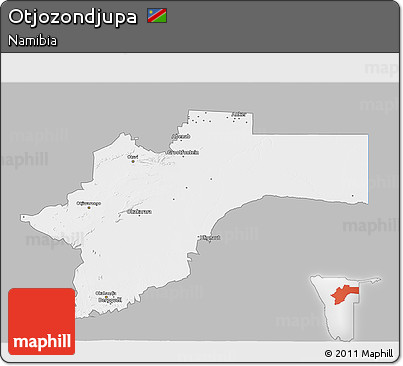 Gray 3D Map of Otjozondjupa, single color outside