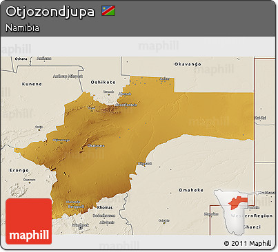 Physical 3D Map of Otjozondjupa, shaded relief outside
