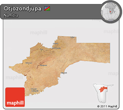 Satellite 3D Map of Otjozondjupa, cropped outside