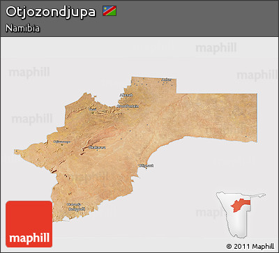 Satellite 3D Map of Otjozondjupa, cropped outside