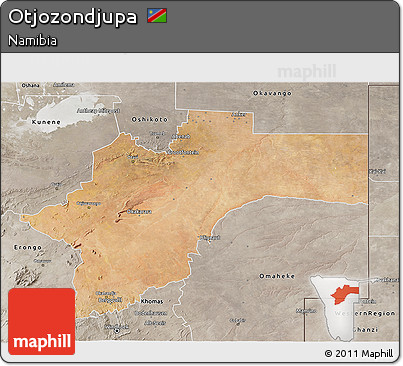 Satellite 3D Map of Otjozondjupa, semi-desaturated
