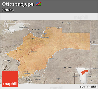 Satellite 3D Map of Otjozondjupa, semi-desaturated