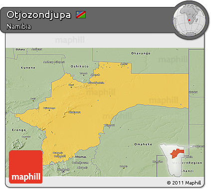 Savanna Style 3D Map of Otjozondjupa
