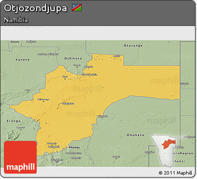 Savanna Style 3D Map of Otjozondjupa
