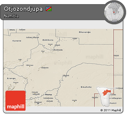 Shaded Relief 3D Map of Otjozondjupa