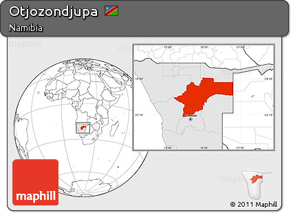 Blank Location Map of Otjozondjupa, highlighted country