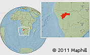 Savanna Style Location Map of Otjozondjupa, within the entire country, hill shading