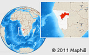Shaded Relief Location Map of Otjozondjupa, highlighted country, within the entire country