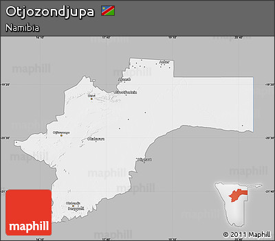 Gray Map of Otjozondjupa, single color outside