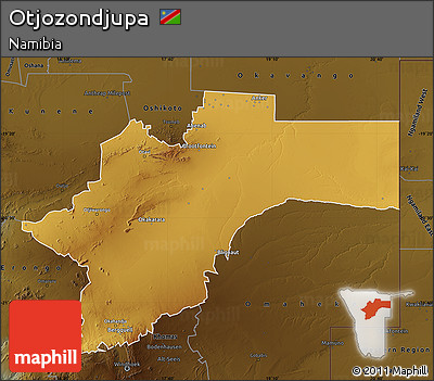 Physical Map of Otjozondjupa, darken