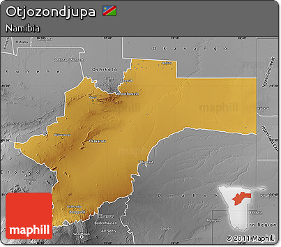 Physical Map of Otjozondjupa, desaturated
