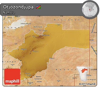 Physical Map of Otjozondjupa, satellite outside