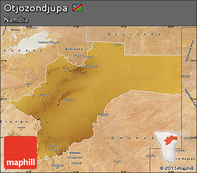 Physical Map of Otjozondjupa, satellite outside