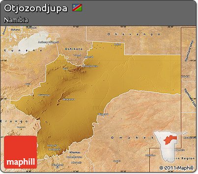 Physical Map of Otjozondjupa, satellite outside