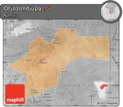 Satellite Map of Otjozondjupa, desaturated