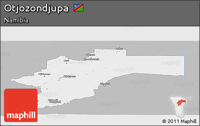 Gray Panoramic Map of Otjozondjupa, single color outside