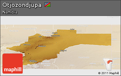 Physical Panoramic Map of Otjozondjupa, lighten