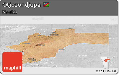 Satellite Panoramic Map of Otjozondjupa, lighten, desaturated