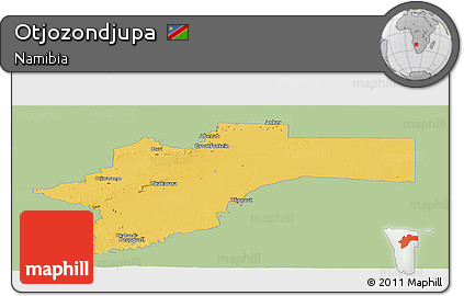 Savanna Style Panoramic Map of Otjozondjupa, single color outside
