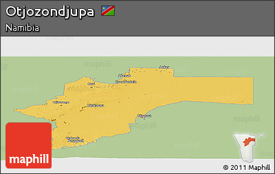 Savanna Style Panoramic Map of Otjozondjupa, single color outside