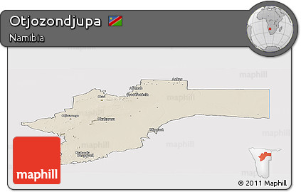 Shaded Relief Panoramic Map of Otjozondjupa, cropped outside