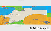 Shaded Relief Panoramic Map of Otjozondjupa, political outside