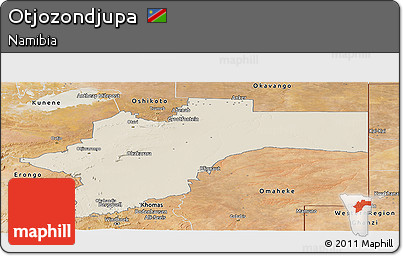 Shaded Relief Panoramic Map of Otjozondjupa, satellite outside