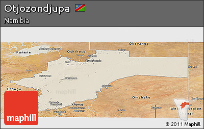Shaded Relief Panoramic Map of Otjozondjupa, satellite outside