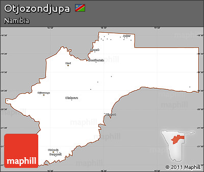 Gray Simple Map of Otjozondjupa, cropped outside