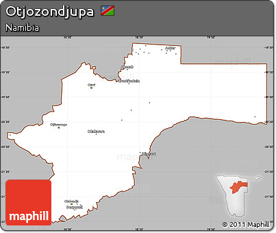 Gray Simple Map of Otjozondjupa, cropped outside