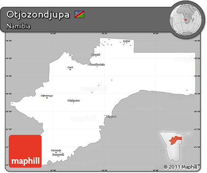 Gray Simple Map of Otjozondjupa, single color outside