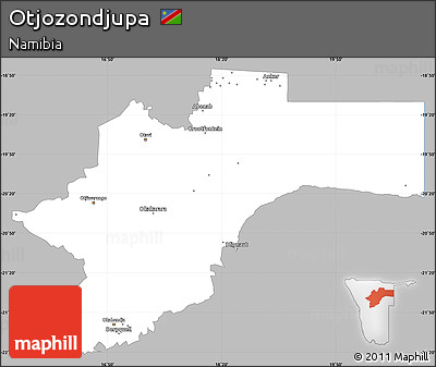 Gray Simple Map of Otjozondjupa, single color outside