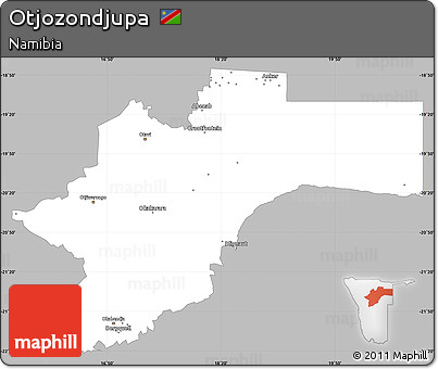 Gray Simple Map of Otjozondjupa, single color outside