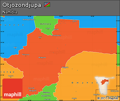 Political Simple Map of Otjozondjupa