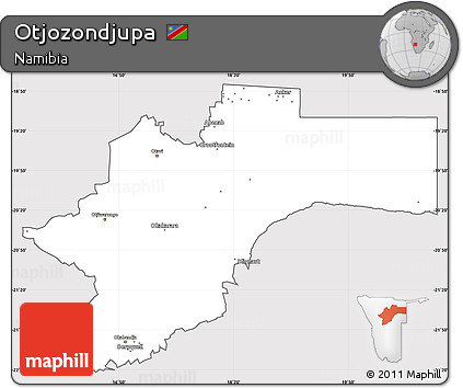 Silver Style Simple Map of Otjozondjupa, cropped outside